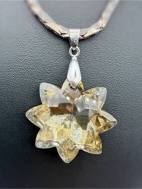 925 sterling silver 18k gold plated Crystal Star Pendant Charm & Triangle link